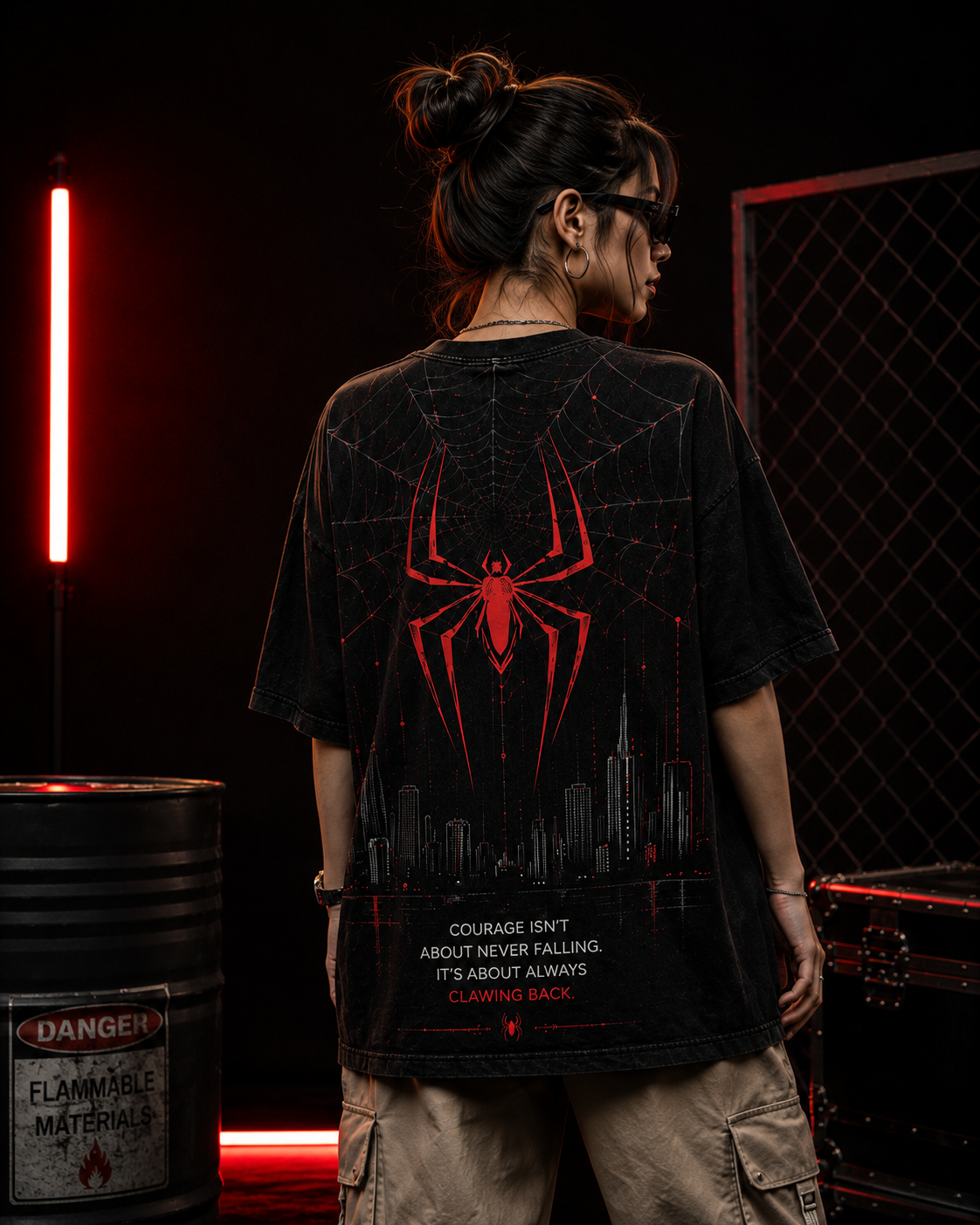 Spiderman : Being More Acid Wash Oversized Tee