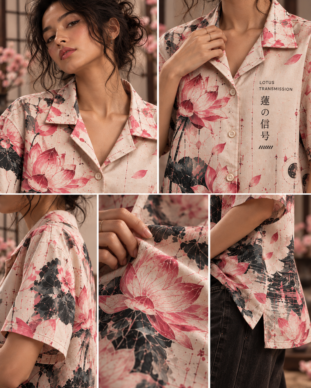 Lotus Transmission women's printed casual shirt with Indian mythology design by ZERO CODE - view 3