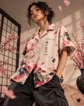 Lotus Transmission women's printed casual shirt with Indian mythology design by ZERO CODE