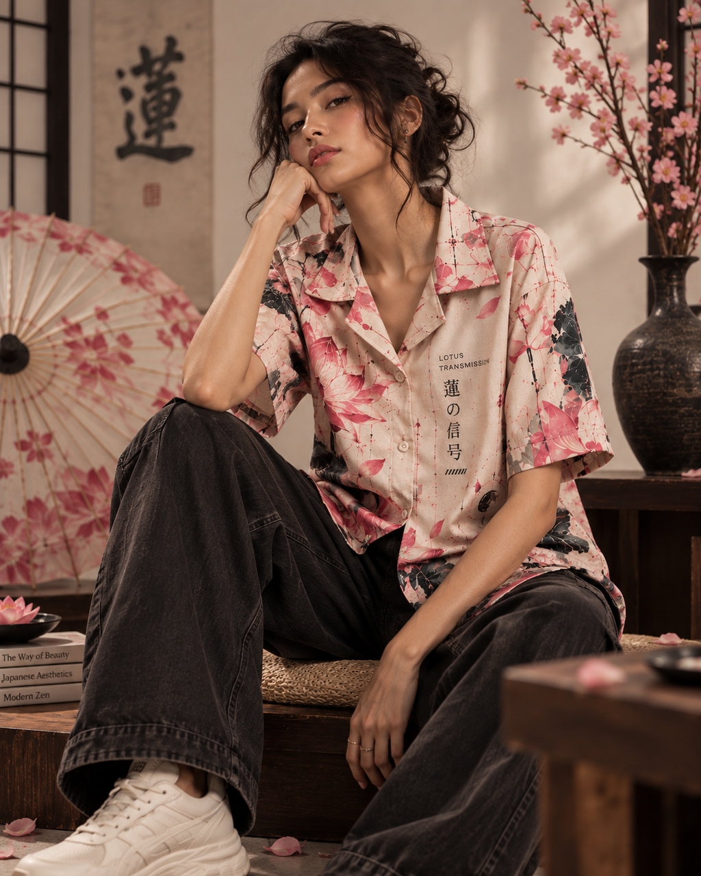 Lotus Transmission women's printed casual shirt with Indian mythology design by ZERO CODE - view 4