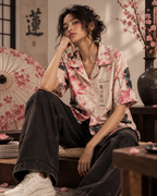 Lotus Transmission women's printed casual shirt with Indian mythology design by ZERO CODE - view 4