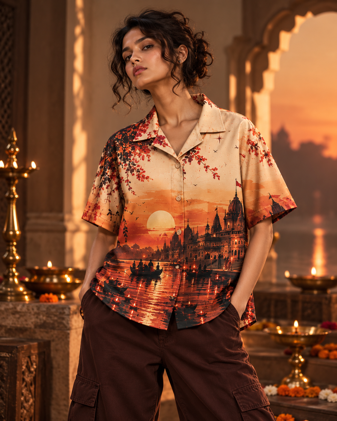 Ayodhya Sunset.exe women's printed casual shirt with Indian mythology design by ZERO CODE - view 2
