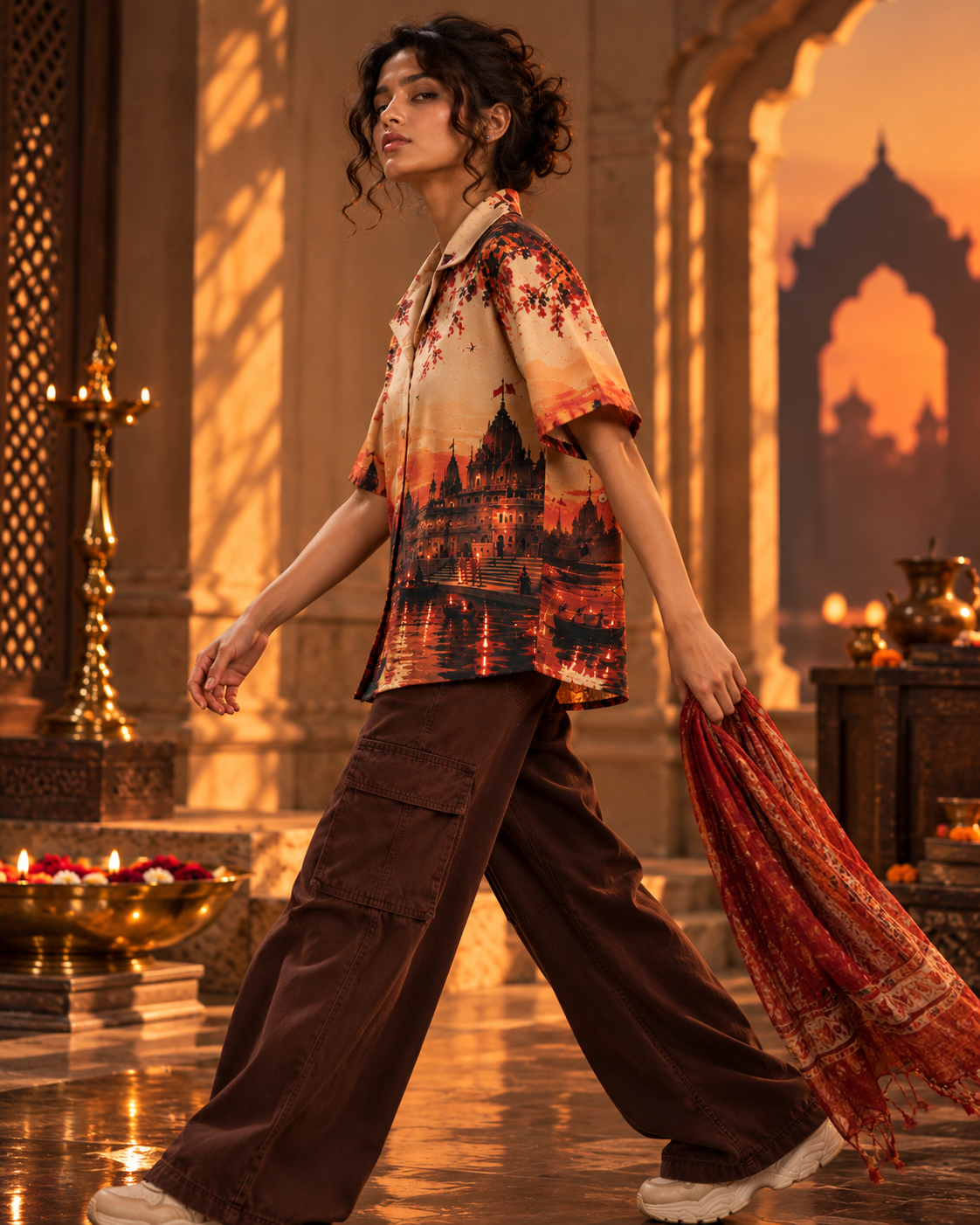 Ayodhya Sunset.exe women's printed casual shirt with Indian mythology design by ZERO CODE - view 5