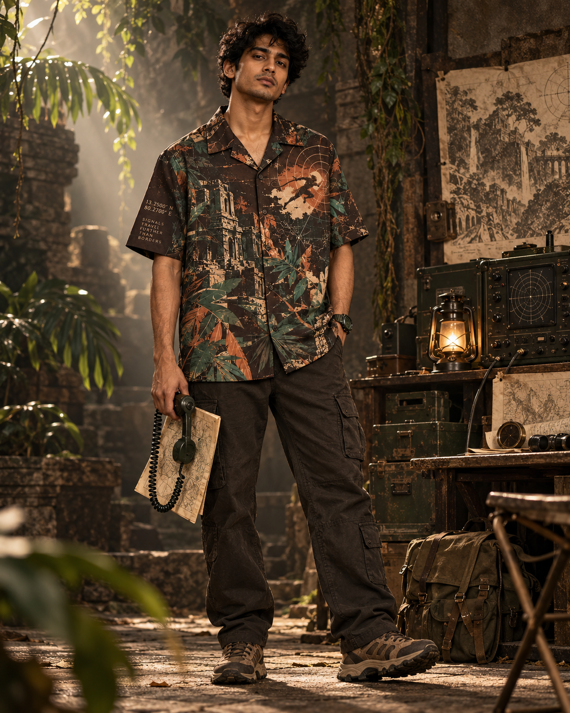 Vanara Signal men's printed casual shirt with Indian mythology design by ZERO CODE