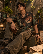 Vanara Signal men's printed casual shirt with Indian mythology design by ZERO CODE - view 2