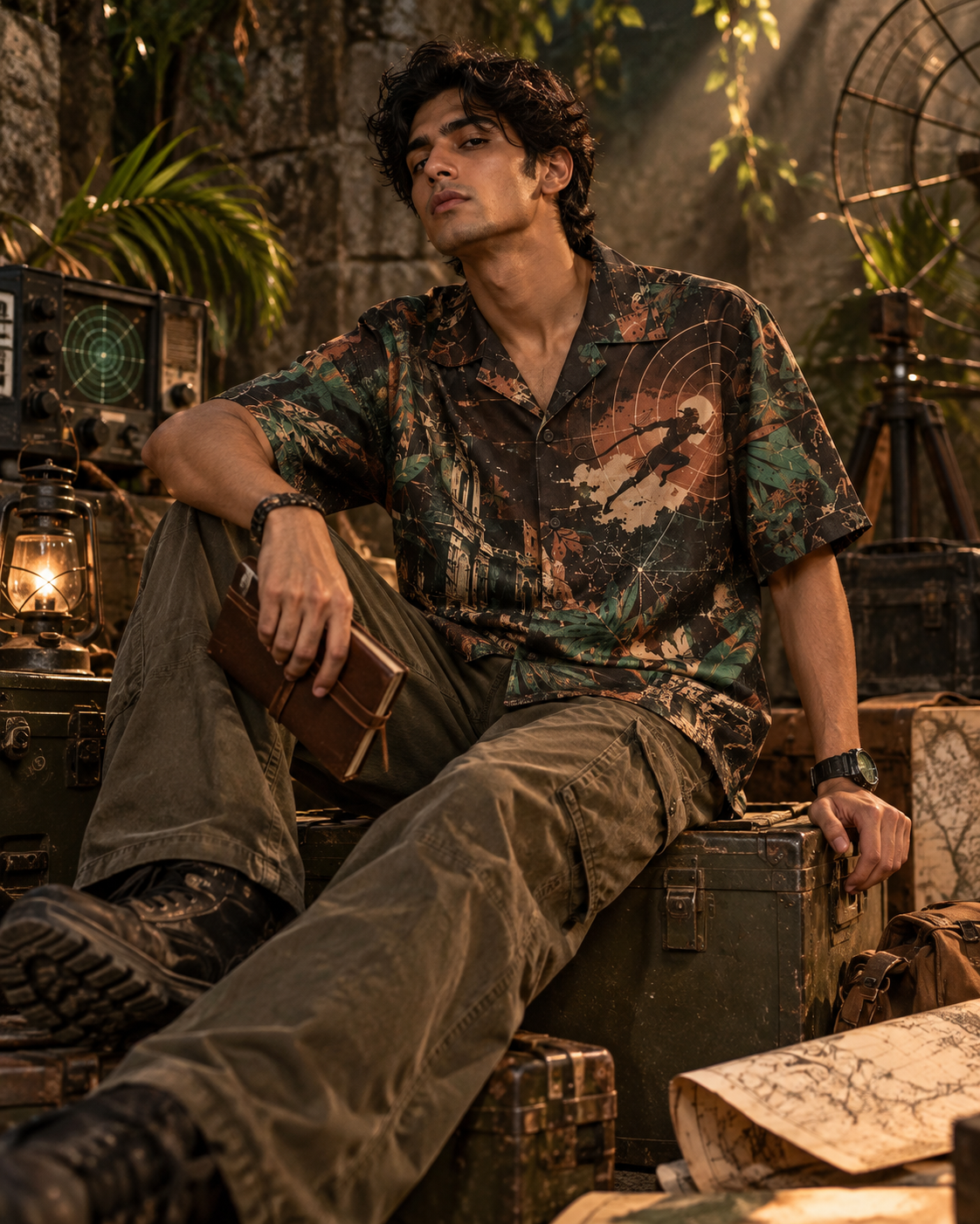 Vanara Signal men's printed casual shirt with Indian mythology design by ZERO CODE - view 2