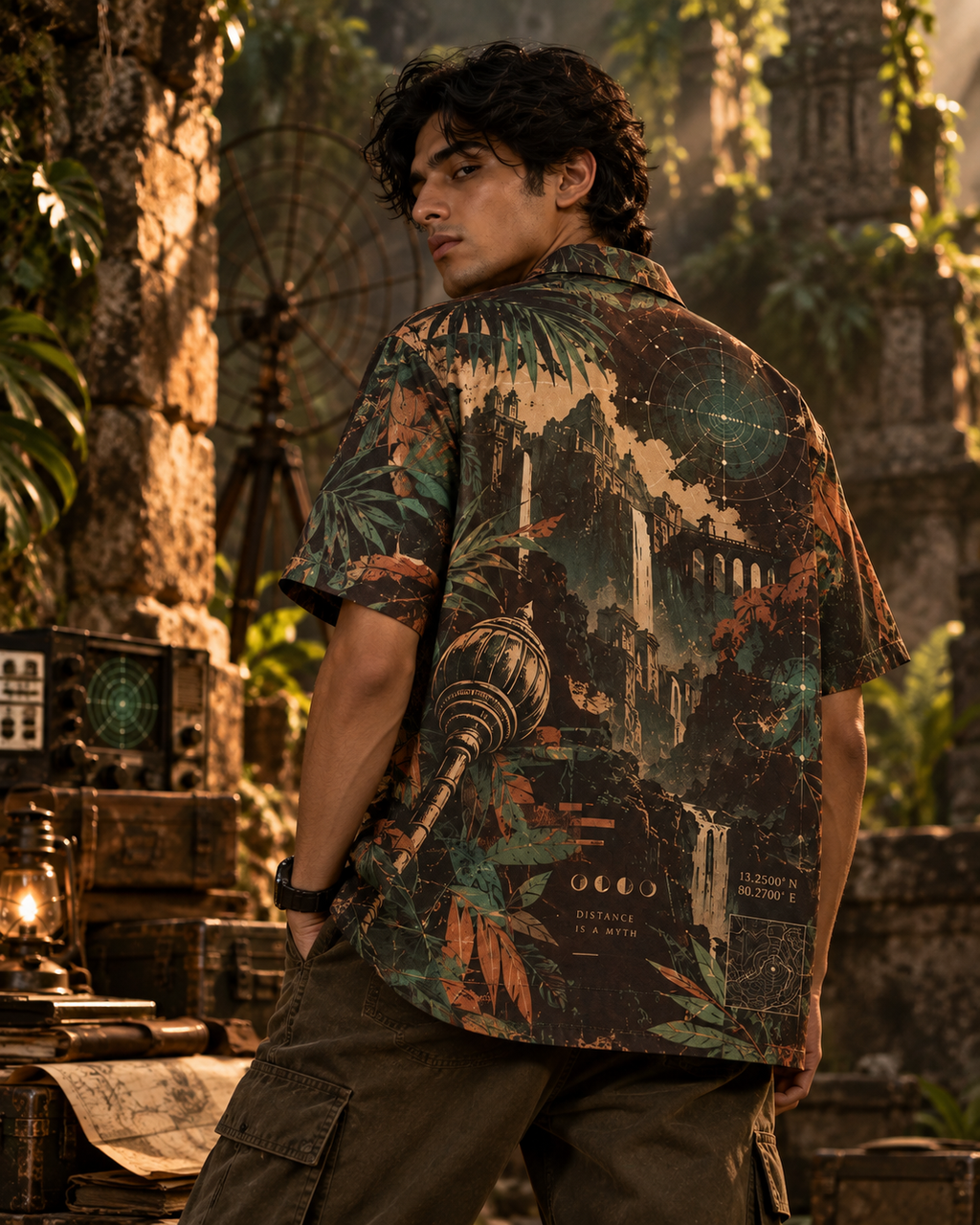 Vanara Signal men's printed casual shirt with Indian mythology design by ZERO CODE - view 3