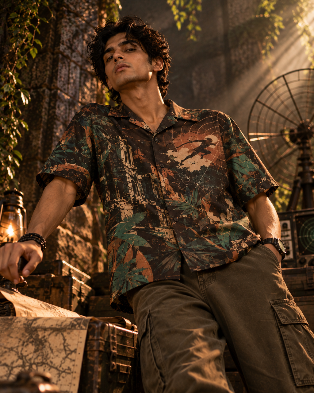 Vanara Signal men's printed casual shirt with Indian mythology design by ZERO CODE - view 5