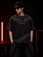 SAVAGE DEATH MOCKERY ACID WASH T-SHIRT