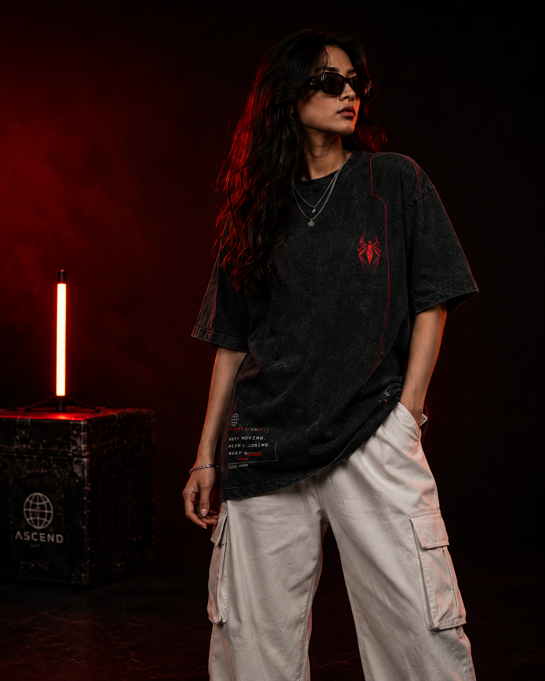 Spiderman : Ascend Higher Acid Wash Oversized Tee