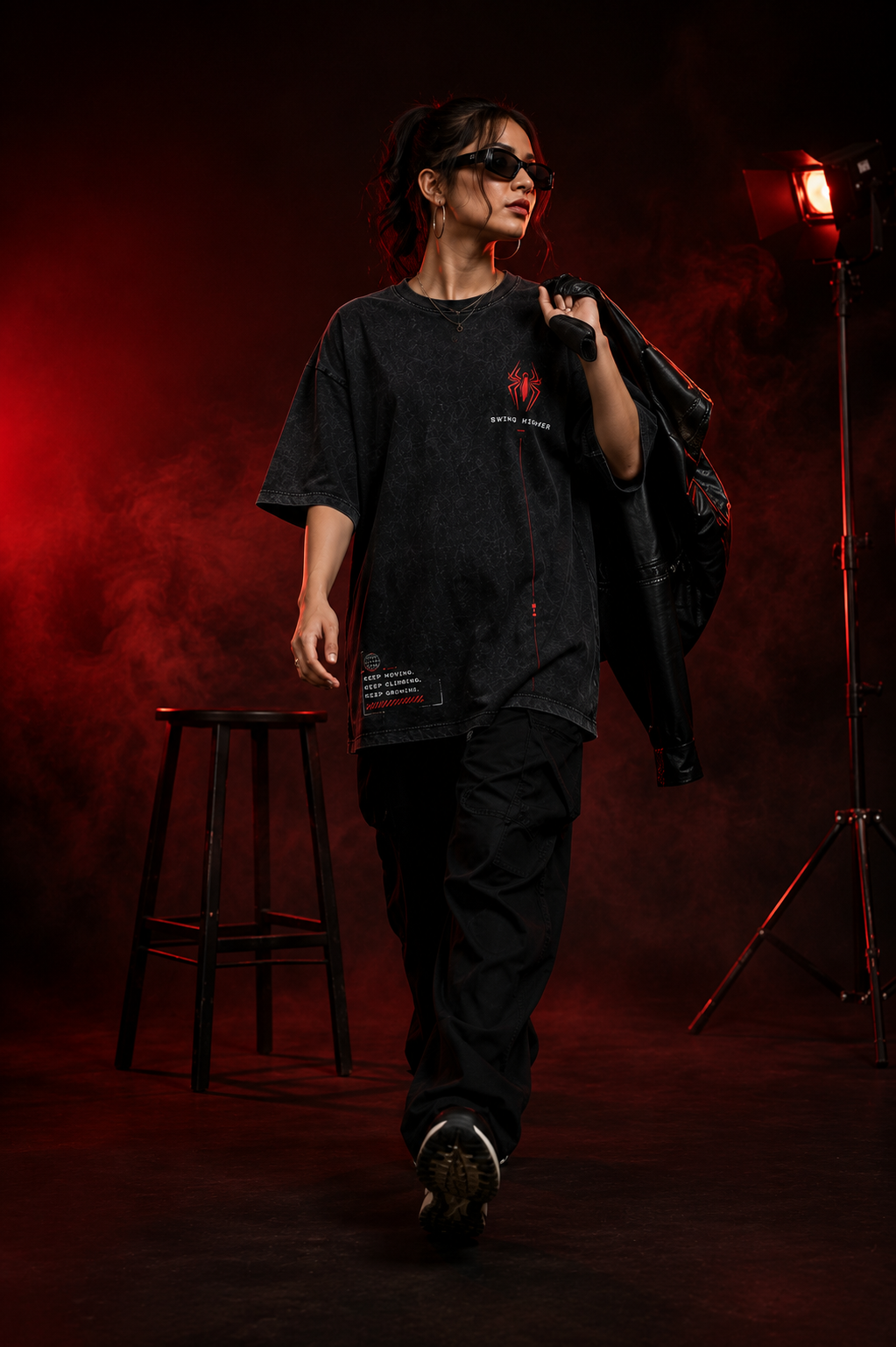 Spiderman : Swing Higher Acid Wash Oversized Tee