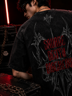 SAVAGE DEATH MOCKERY ACID WASH T-SHIRT