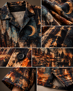Banaras Nocturne men's printed casual shirt with dark Varanasi grunge design by ZERO CODE - view 5