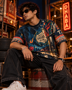 Midnight Dhaba Racing men's oversized t-shirt with retro racing and Indian road-trip design by ZERO CODE - view 3