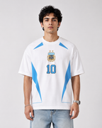 Argentina No. 10 Oversized Football T-Shirt – White Edition