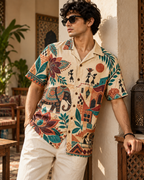 Warli Vacation Club men's printed casual shirt with Warli folk-art design by ZERO CODE - view 3