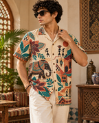 Warli Vacation Club men's printed casual shirt with Warli folk-art design by ZERO CODE - view 4