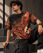 Raktha Sentinel men's oversized t-shirt with Theyyam anime design by ZERO CODE