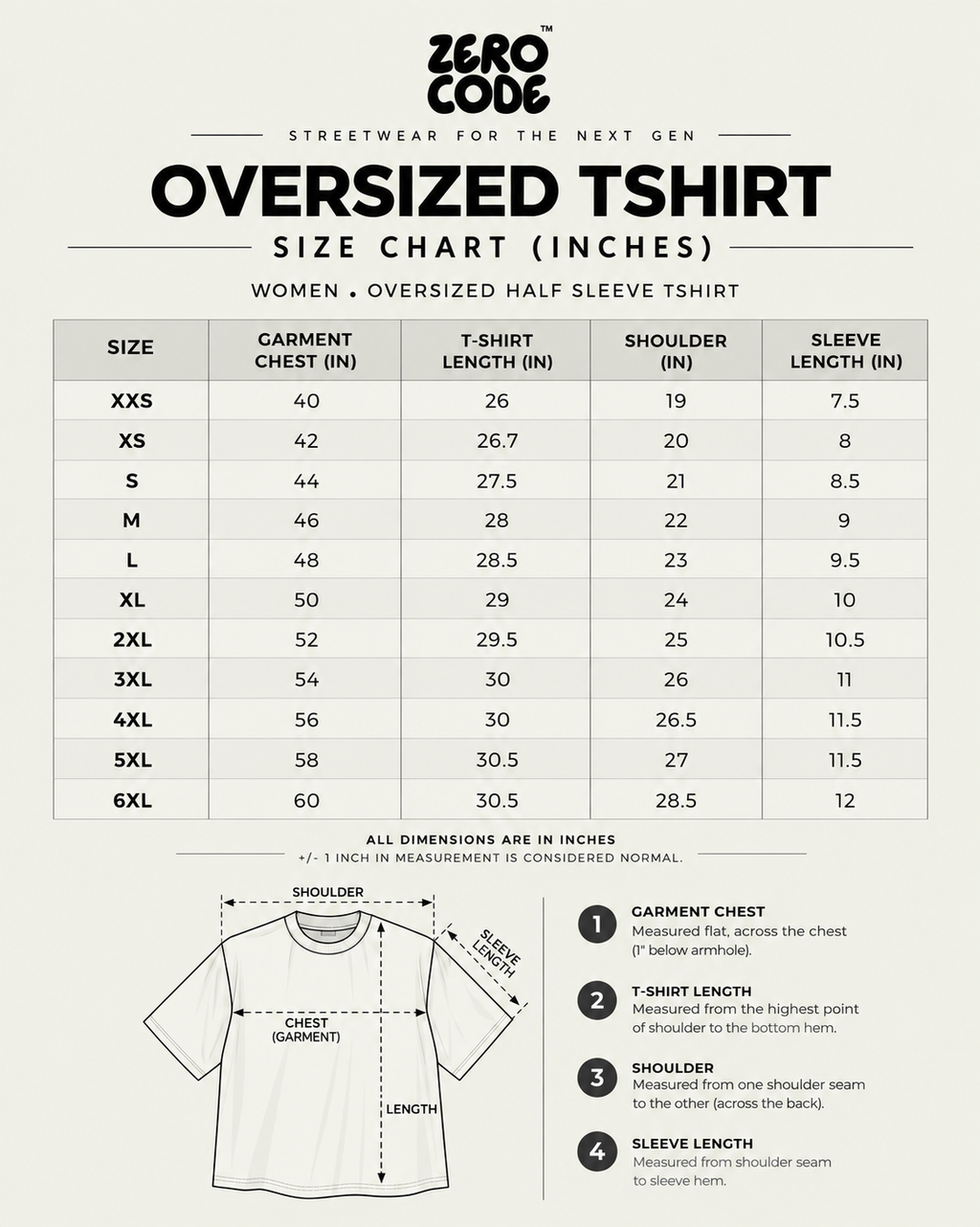 ZERO CODE women's oversized t-shirt - product information