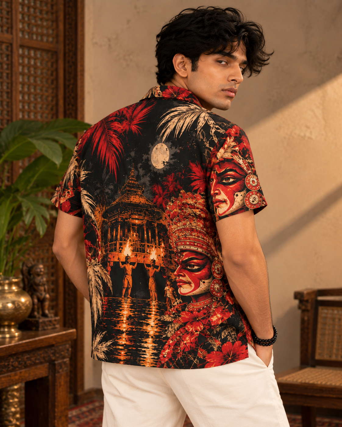 Temple After Midnight men's printed casual shirt with Theyyam anime design by ZERO CODE - view 2
