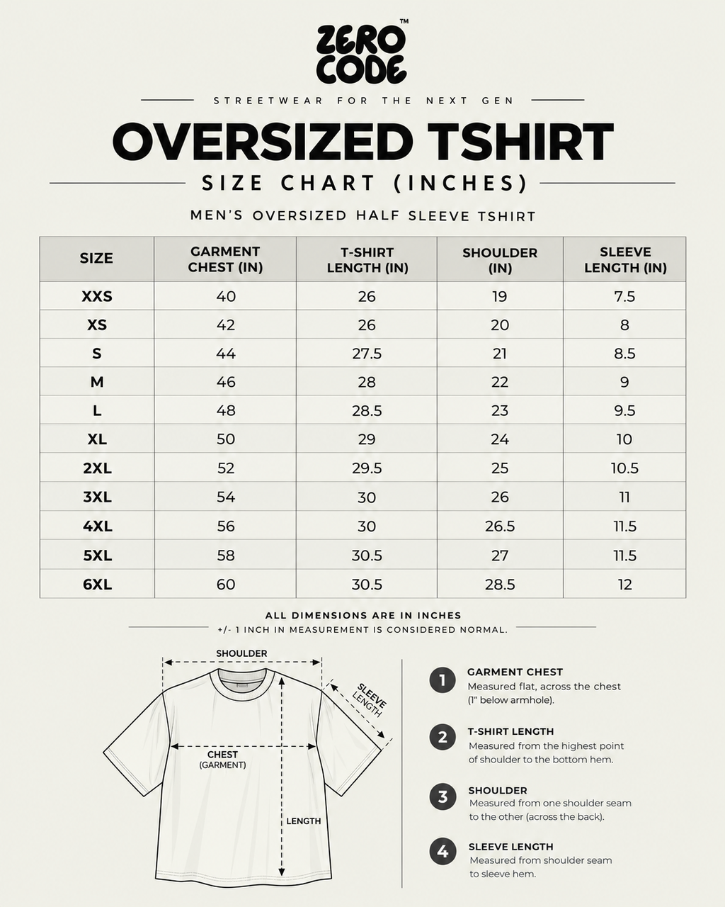 ZERO CODE oversized t-shirt - product information