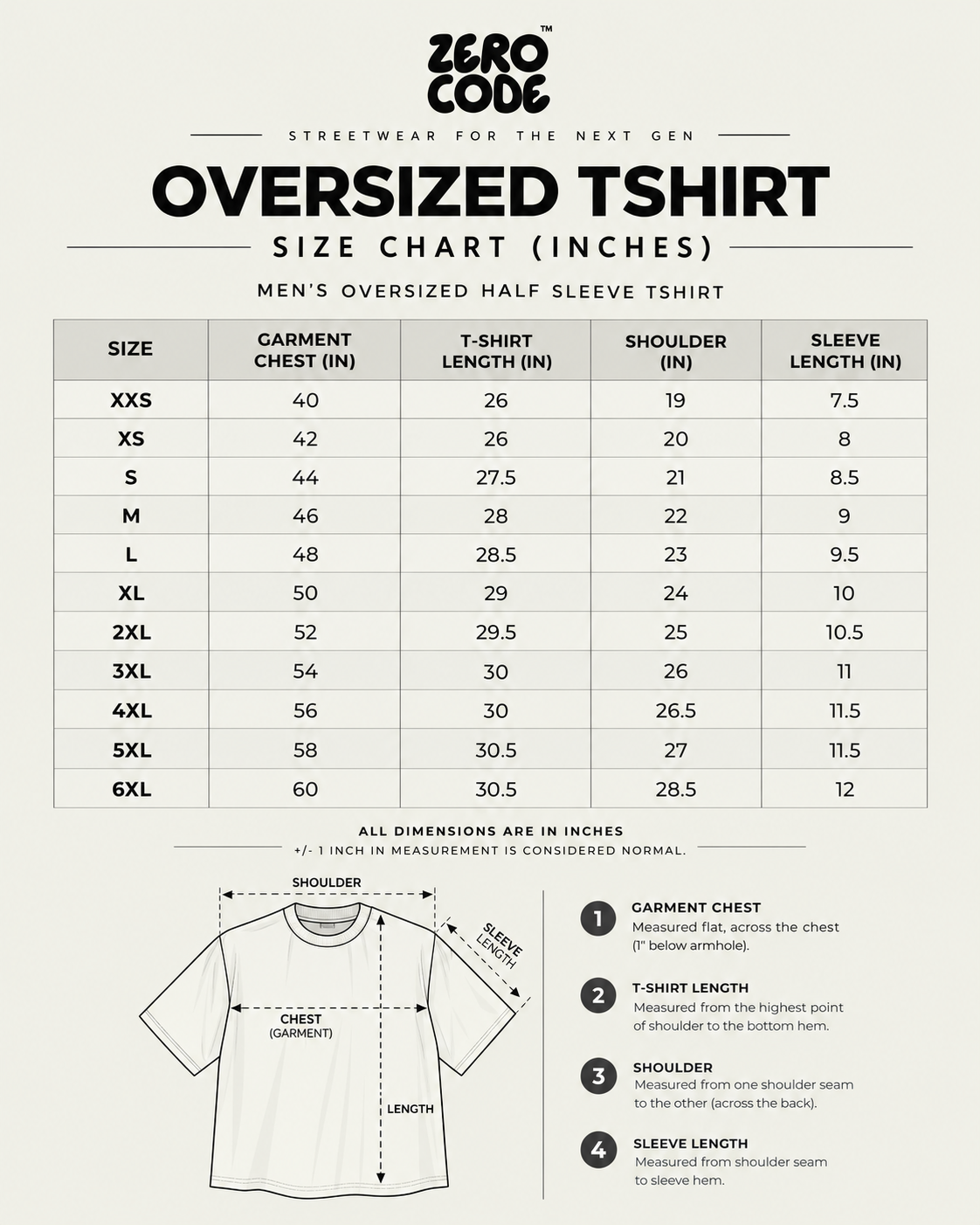 ZERO CODE oversized t-shirt - product information