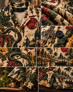 Serpent Paradise men's printed casual shirt with dark Varanasi grunge design by ZERO CODE - view 5