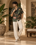 Elephant Lagoon men's printed casual shirt with tropical Indian resort design by ZERO CODE - view 2