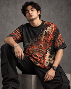 Raktha Sentinel men's oversized t-shirt with Theyyam anime design by ZERO CODE - view 3