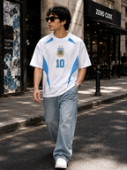 Argentina No. 10 Oversized Football T-Shirt – White Edition