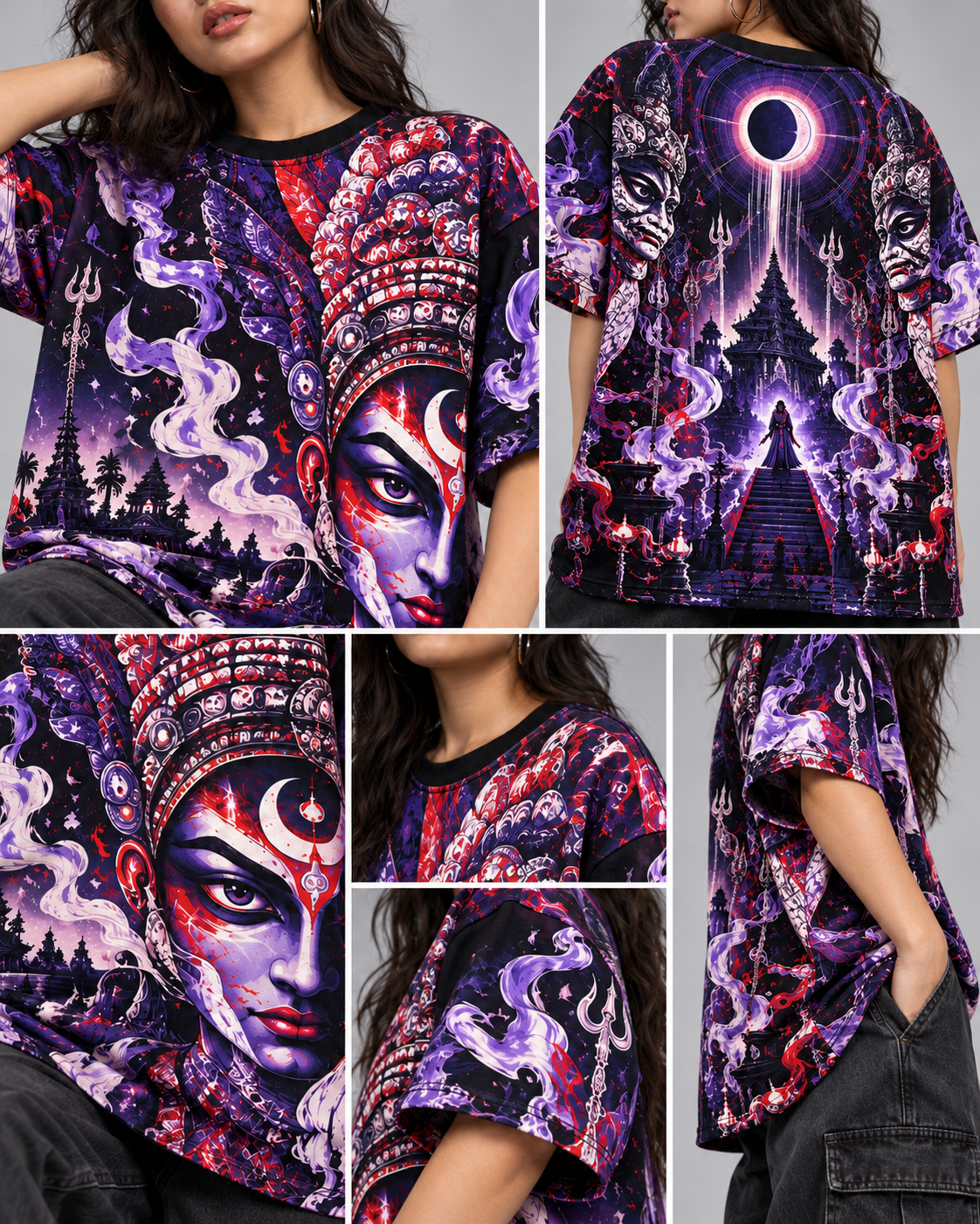 Night Oracle women's oversized t-shirt with Theyyam anime design by ZERO CODE - view 6