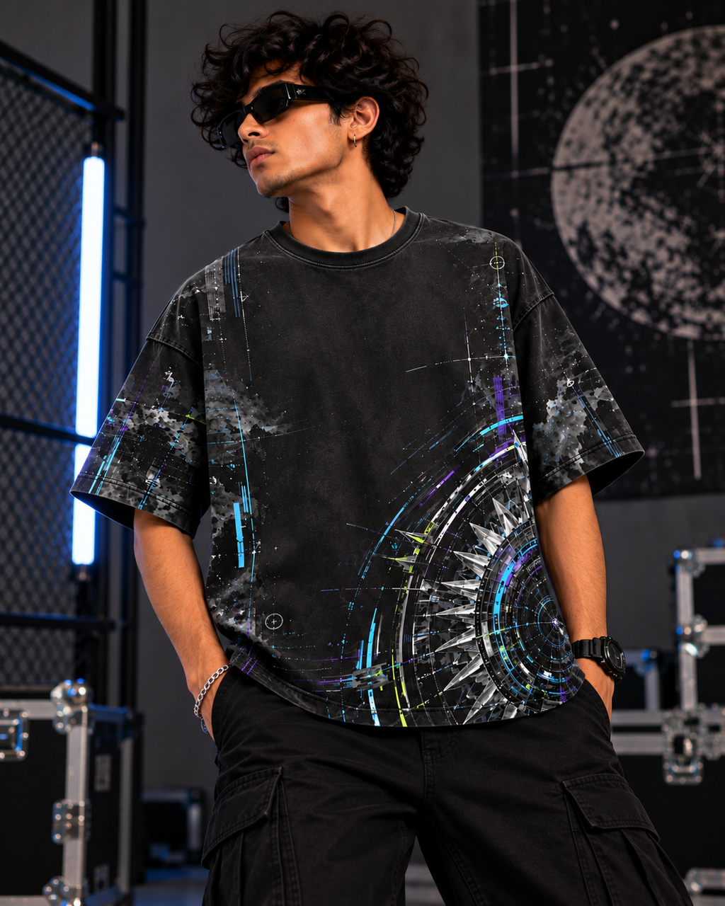 Chakra Overclock men's oversized t-shirt with Indian mythology design by ZERO CODE