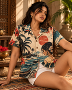Sea Ritual women's printed casual shirt with Theyyam anime design by ZERO CODE - view 5