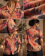 Banaras Heatmap women's printed casual shirt with dark Varanasi grunge design by ZERO CODE - view 5