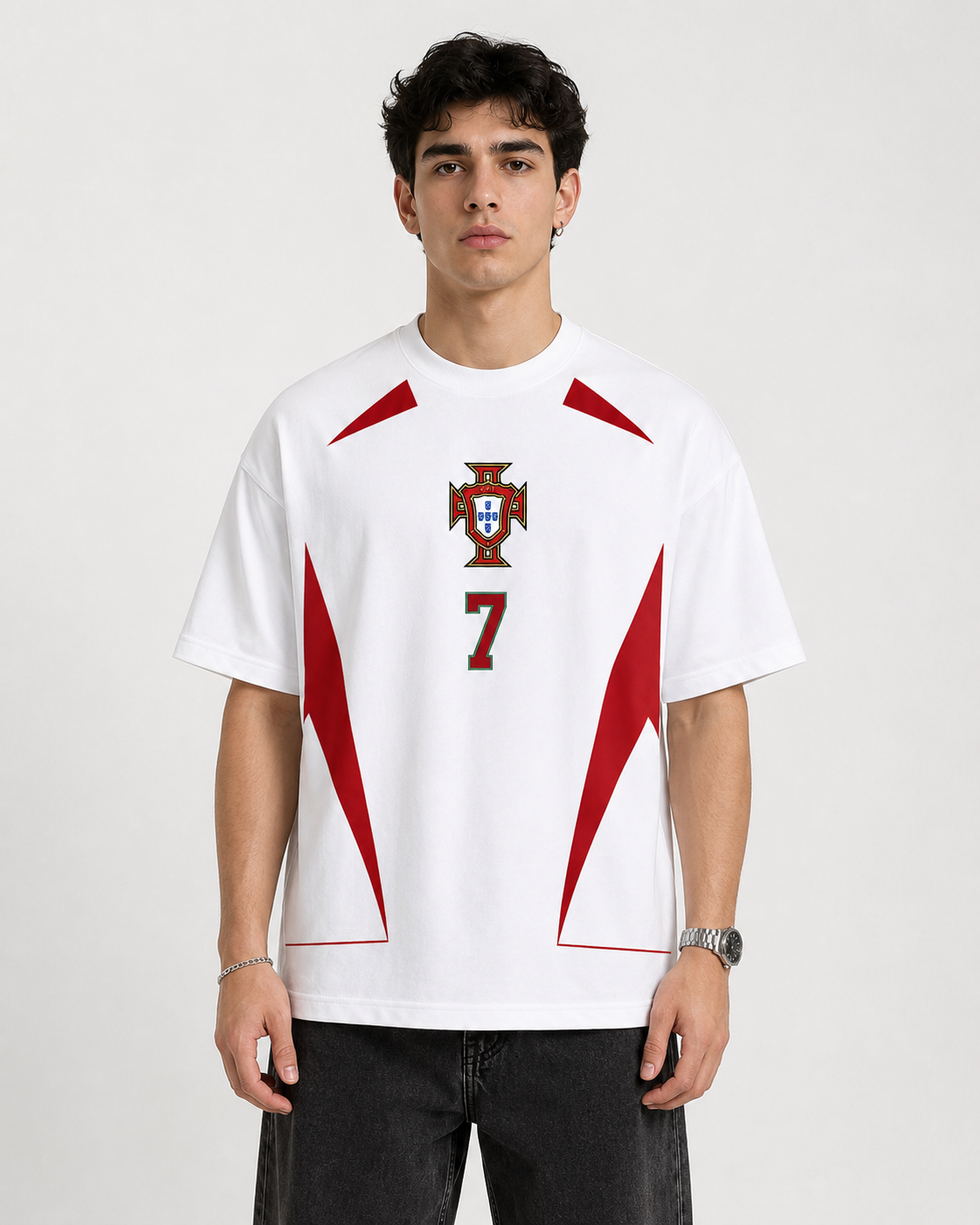 Portugal No. 7 Oversized Football T-Shirt – White Edition