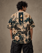 Moonlight Dreams men's oversized t-shirt with dark Varanasi grunge design by ZERO CODE - view 4