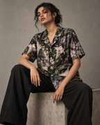 Poison Garden women's printed casual shirt with dark Varanasi grunge design by ZERO CODE - view 3