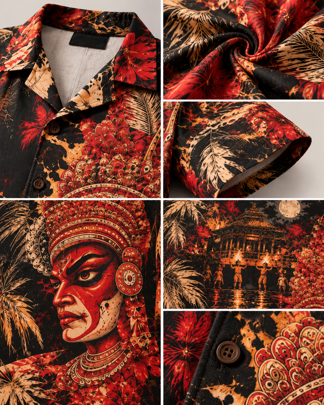 Temple After Midnight men's printed casual shirt with Theyyam anime design by ZERO CODE - view 5