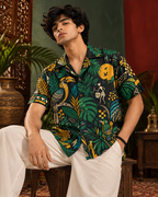 Jungle Radio men's printed casual shirt with Madhubani folk-art design by ZERO CODE