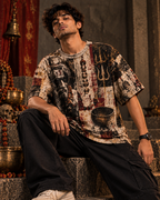 Aghori Relic men's oversized t-shirt with dark Varanasi grunge design by ZERO CODE
