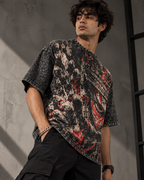 Ash Demon men's oversized t-shirt with Theyyam anime design by ZERO CODE - view 4
