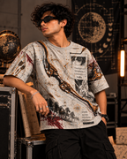 Gandiva Protocol men's oversized t-shirt with Indian mythology design by ZERO CODE - view 4