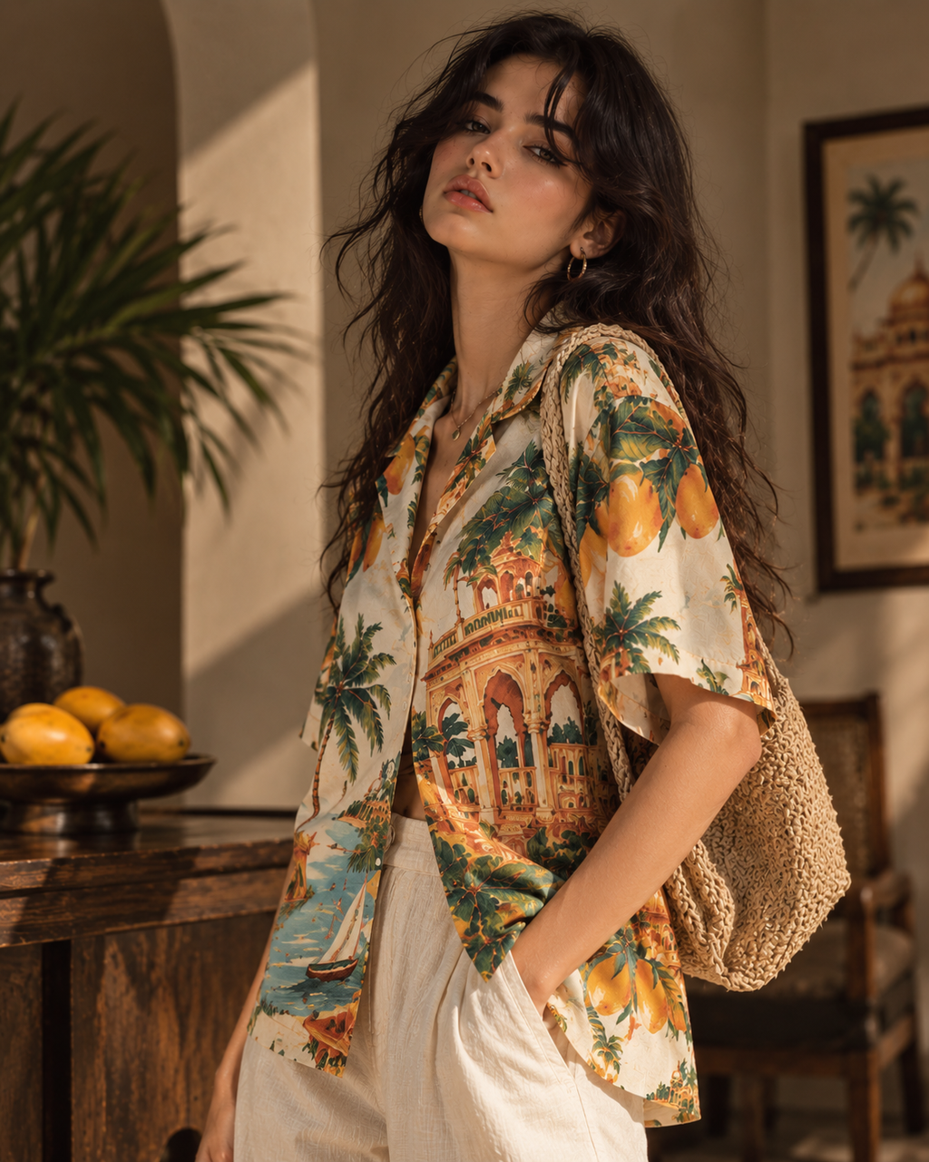 Mango Palace women's printed casual shirt with tropical Indian resort design by ZERO CODE - view 3