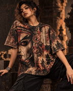 Burnt Manuscript women's oversized t-shirt with Theyyam anime design by ZERO CODE - view 5
