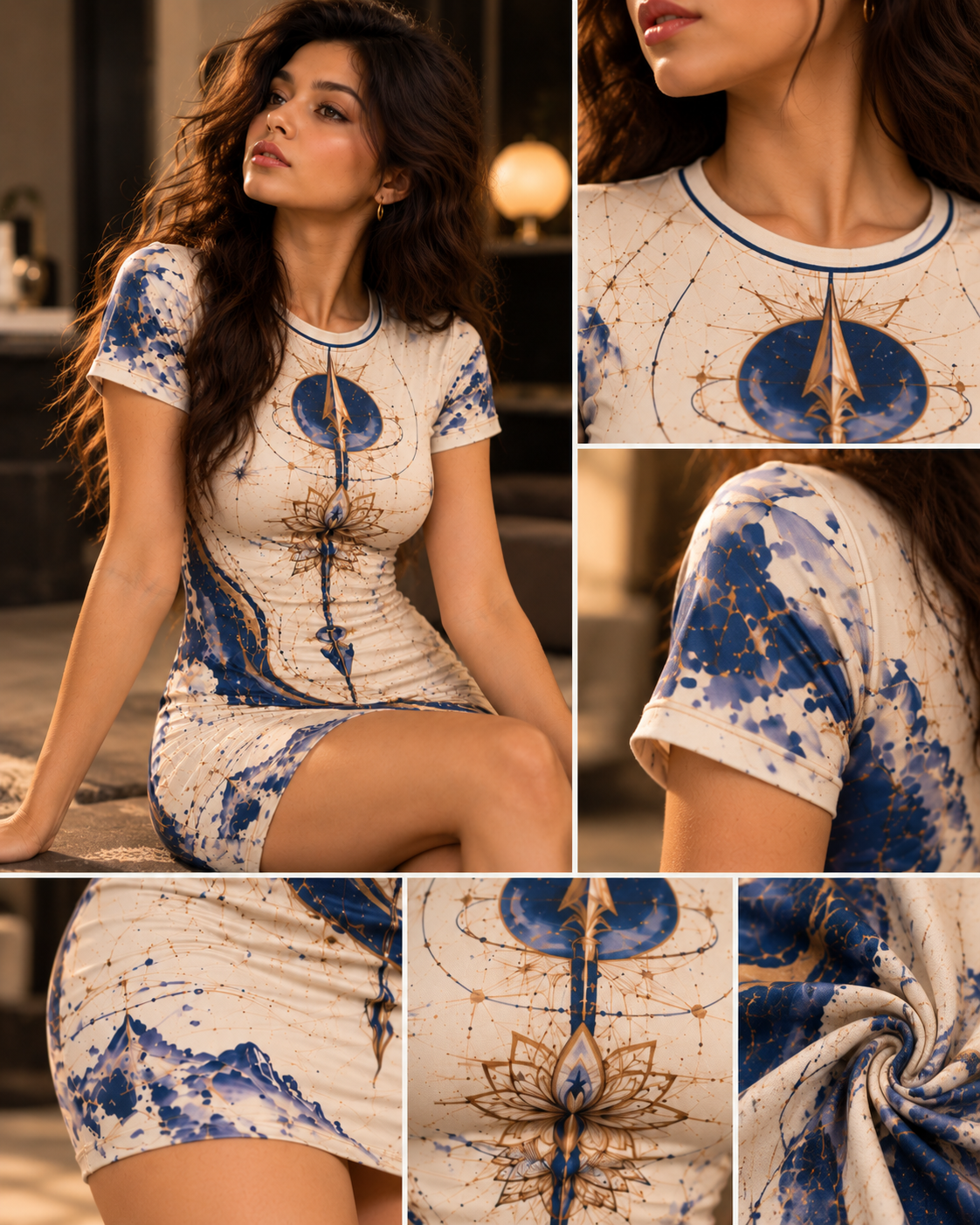 Astra Alignment women's bodycon mini dress with Indian mythology design by ZERO CODE - view 5