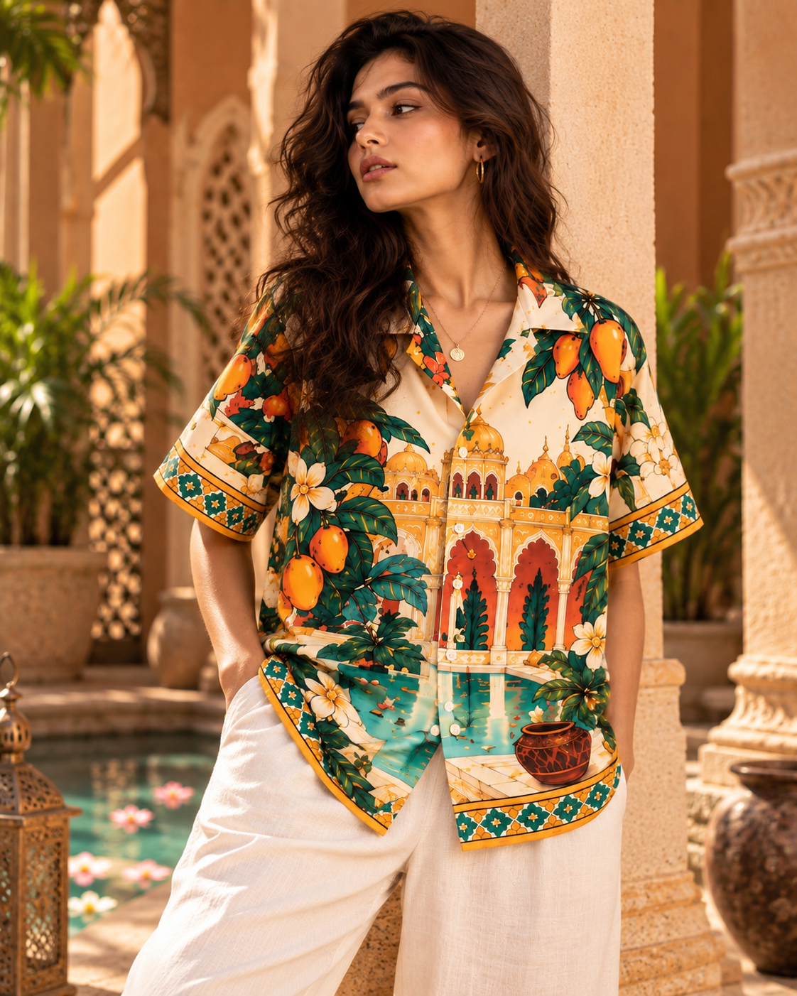 The Palace women's printed casual shirt with Madhubani folk-art design by ZERO CODE - view 4