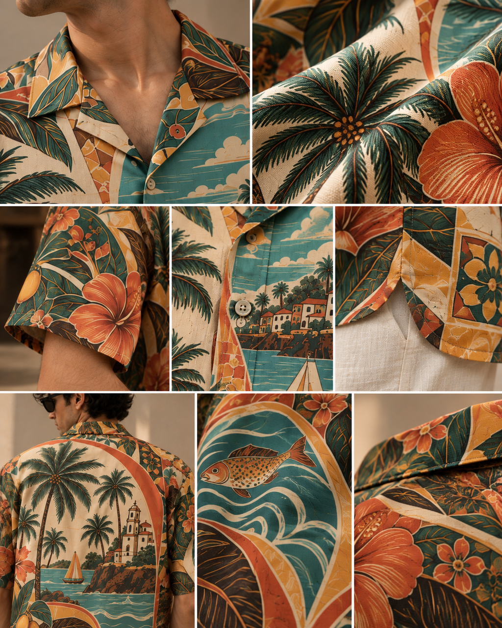 Konkan Cocktail men's printed casual shirt with tropical Indian resort design by ZERO CODE - view 6