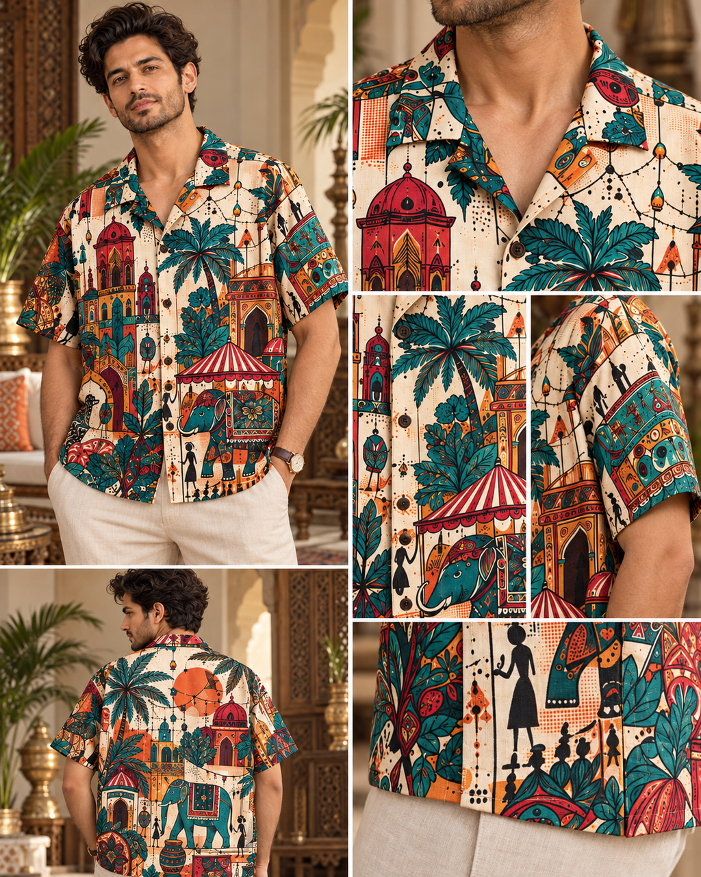 Bazaar Mirage men's printed casual shirt with Madhubani folk-art design by ZERO CODE - view 5