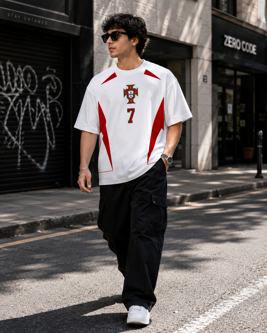 Portugal No. 7 Oversized Football T-Shirt – White Edition