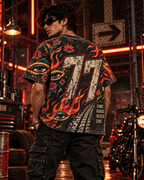 Burnout 77 men's oversized t-shirt with retro racing and Indian road-trip design by ZERO CODE - view 4